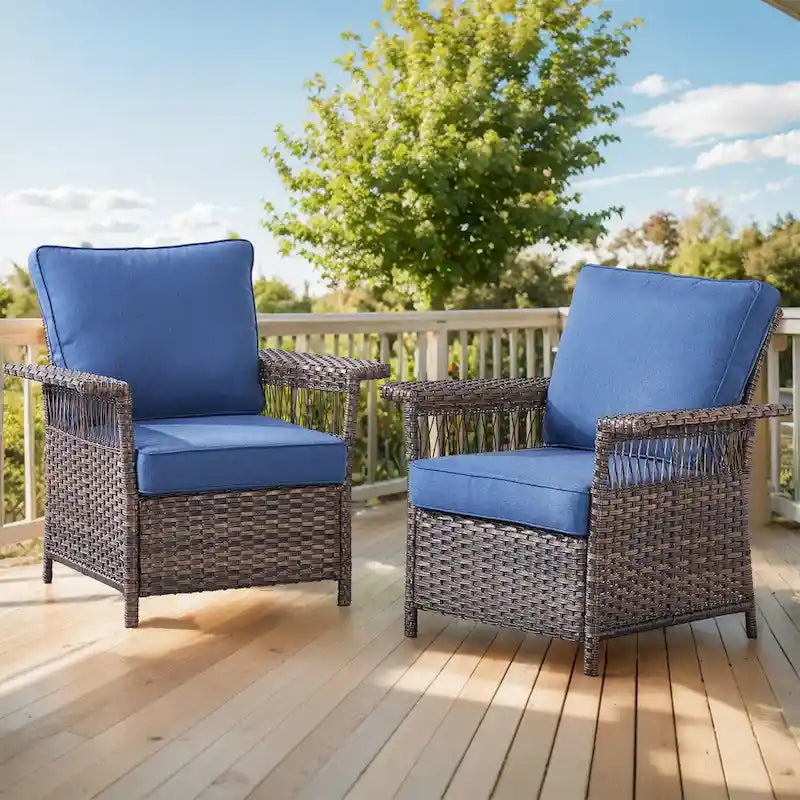 2 Pack Wicker Patio Furniture Chairs - Brown