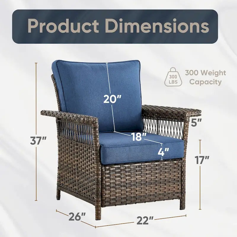 2 Pack Wicker Patio Furniture Chairs - Brown