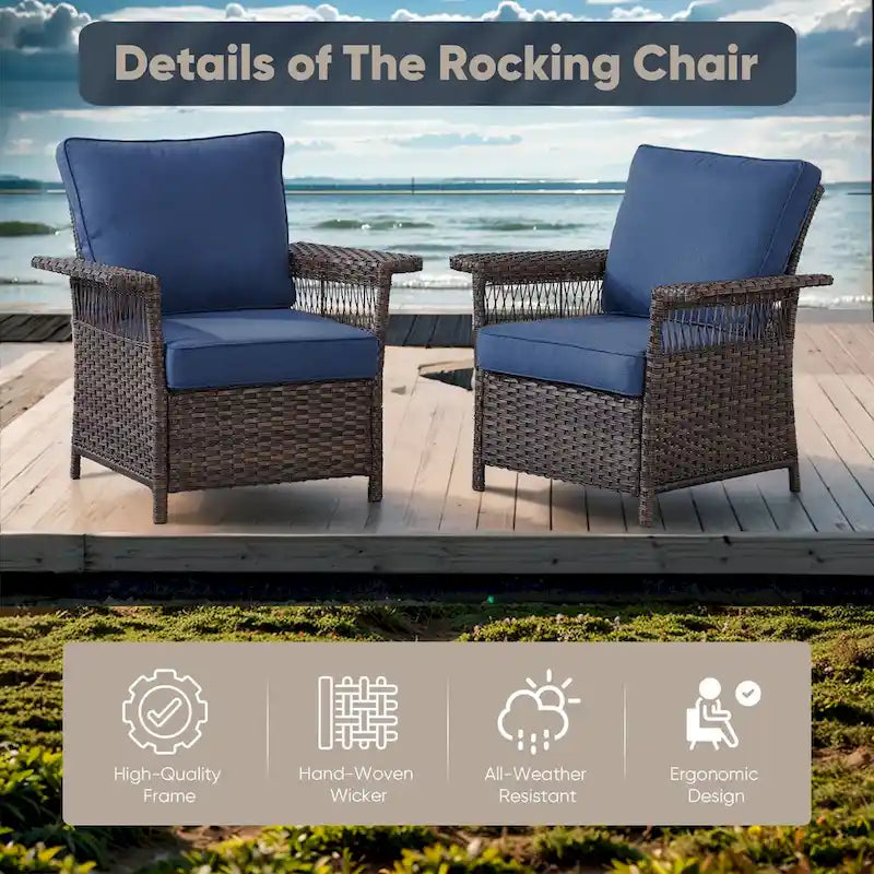2 Pack Wicker Patio Furniture Chairs - Brown