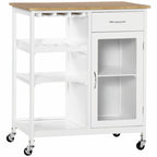 Rolling Kitchen Island with Storage, Wine Rack, Shelves, Drawer, and Cabinet