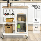 Rolling Kitchen Island with Storage, Wine Rack, Shelves, Drawer, and Cabinet