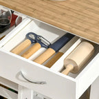 Rolling Kitchen Island with Storage, Wine Rack, Shelves, Drawer, and Cabinet
