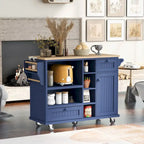 Rubberwood Kitchen Cart with Drop Leaf, Microwave storage rack, Exterior Shelves, and 2 drawers