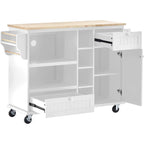Rubberwood Kitchen Cart with Drop Leaf, Microwave storage rack, Exterior Shelves, and 2 drawers