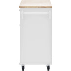Rubberwood Kitchen Cart with Drop Leaf, Microwave storage rack, Exterior Shelves, and 2 drawers