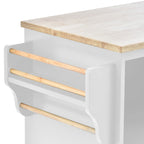 Rubberwood Kitchen Cart with Drop Leaf, Microwave storage rack, Exterior Shelves, and 2 drawers