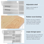 Rubberwood Kitchen Cart with Drop Leaf, Microwave storage rack, Exterior Shelves, and 2 drawers