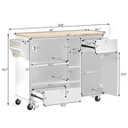 Rubberwood Kitchen Cart with Drop Leaf, Microwave storage rack, Exterior Shelves, and 2 drawers
