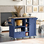Rubberwood Kitchen Cart with Drop Leaf, Microwave storage rack, Exterior Shelves, and 2 drawers