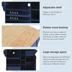 Rubberwood Kitchen Cart with Drop Leaf, Microwave storage rack, Exterior Shelves, and 2 drawers
