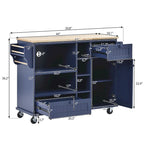 Rubberwood Kitchen Cart with Drop Leaf, Microwave storage rack, Exterior Shelves, and 2 drawers