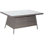 Outdoor Patio Dining Table with Clear Tempered Glass