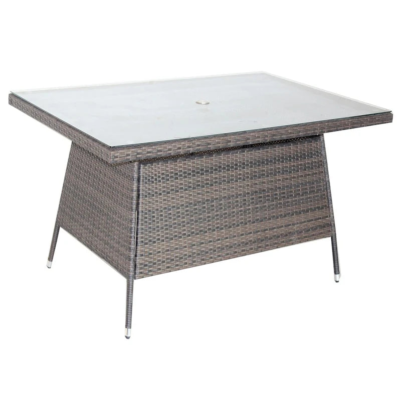 Outdoor Patio Dining Table with Clear Tempered Glass