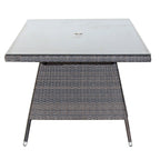 Outdoor Patio Dining Table with Clear Tempered Glass
