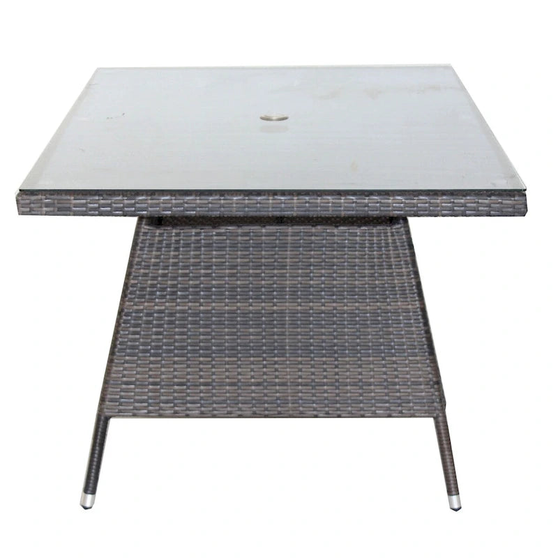 Outdoor Patio Dining Table with Clear Tempered Glass
