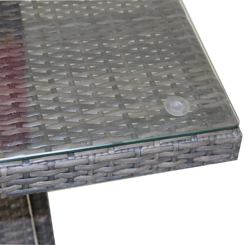 Outdoor Patio Dining Table with Clear Tempered Glass