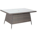 Outdoor Patio Dining Table with Clear Tempered Glass