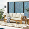 Outdoor Daybed Acacia Wood, Water-Resistant Cushions by Christopher Knight Home