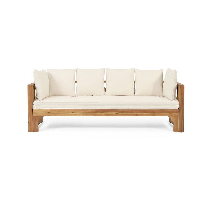 Outdoor Daybed Acacia Wood, Water-Resistant Cushions by Christopher Knight Home