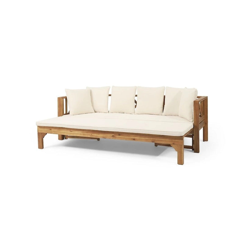 Outdoor Daybed Acacia Wood, Water-Resistant Cushions by Christopher Knight Home
