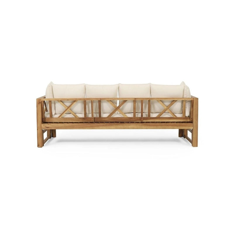 Outdoor Daybed Acacia Wood, Water-Resistant Cushions by Christopher Knight Home