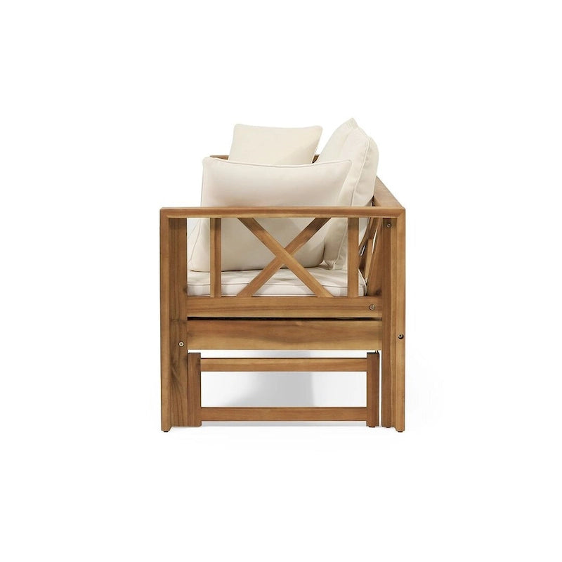 Outdoor Daybed Acacia Wood, Water-Resistant Cushions by Christopher Knight Home