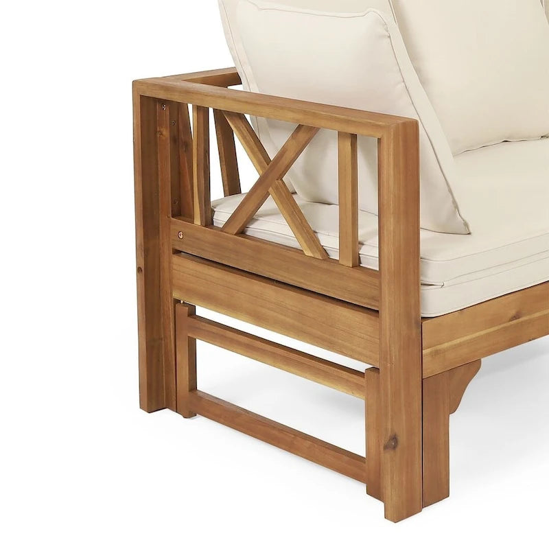 Outdoor Daybed Acacia Wood, Water-Resistant Cushions by Christopher Knight Home