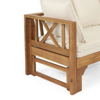 Outdoor Daybed Acacia Wood, Water-Resistant Cushions by Christopher Knight Home