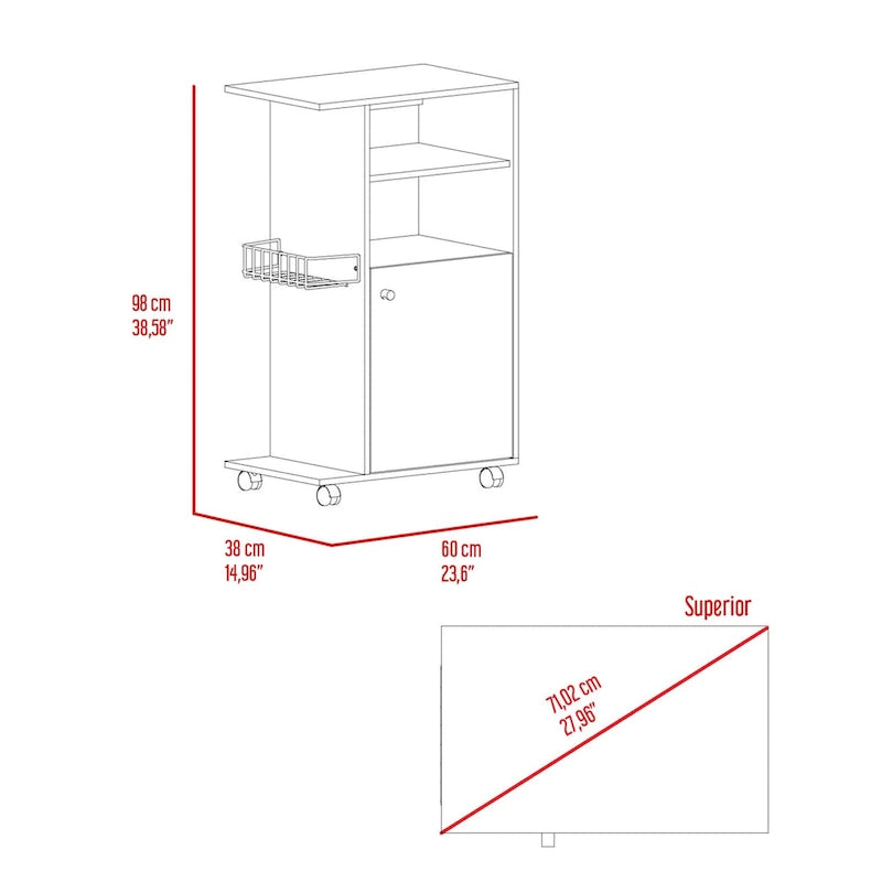 Napenthe 1-Shelf Kitchen Cart with Caster White