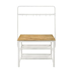 Prager Brown and White Kitchen Island Counter Table with Pot Rack