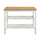 Prager Brown and White Kitchen Island Counter Table with Pot Rack