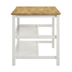 Prager Brown and White Kitchen Island Counter Table with Pot Rack