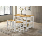 Prager Brown and White Kitchen Island Counter Table with Pot Rack