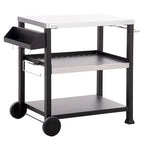 Three-Shelf Outdoor Grill Cart with Stainless Steel Tabletop