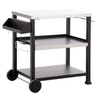 Three-Shelf Outdoor Grill Cart with Stainless Steel Tabletop