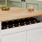 44 Inch Kitchen Island Cart with Solid Wood Top,Spice Rack,Wine Glass Holder,Rolling Table on Wheels,Tool-Free Installation