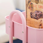 Pink 3-Tier Metal Cart Storage Shelves Organizer Trolley Cart with Wheels - 31*14*18