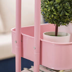 Pink 3-Tier Metal Cart Storage Shelves Organizer Trolley Cart with Wheels - 31*14*18