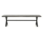 Outdoor Aluminum Dining Bench with Steel Frame, Grey / Black