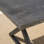 Outdoor Aluminum Dining Bench with Steel Frame, Grey / Black