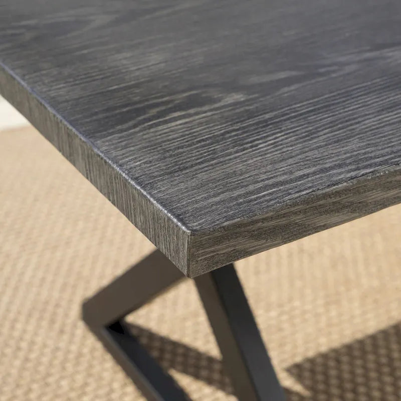 Outdoor Aluminum Dining Bench with Steel Frame, Grey / Black