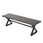 Outdoor Aluminum Dining Bench with Steel Frame, Grey / Black