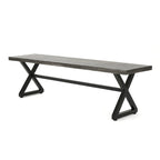 Outdoor Aluminum Dining Bench with Steel Frame, Grey / Black