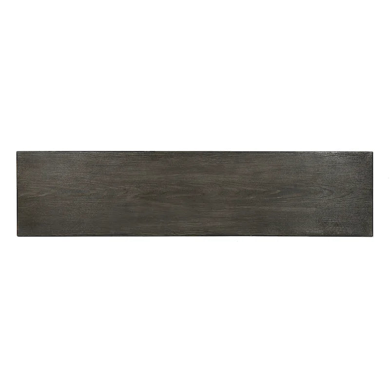 Outdoor Aluminum Dining Bench with Steel Frame, Grey / Black