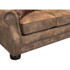 Made in USA Rancho Rustic Brown Buckskin Fabric Sofa Bed and Two Chairs Set