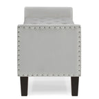 Upholstered Tufted Button Storage Bench with nails trim,Entryway Living Room Soft Padded Seat with Armrest,Bed Bench-Gray