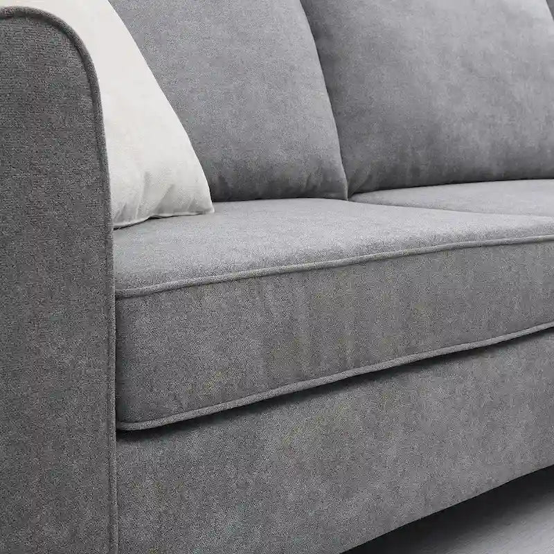 91-inch Modern L-shaped Upholstered Sectional Sofa with Three Pillows - 91W x 91D x 33.5H