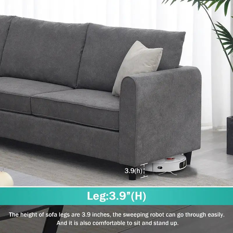 91-inch Modern L-shaped Upholstered Sectional Sofa with Three Pillows - 91W x 91D x 33.5H