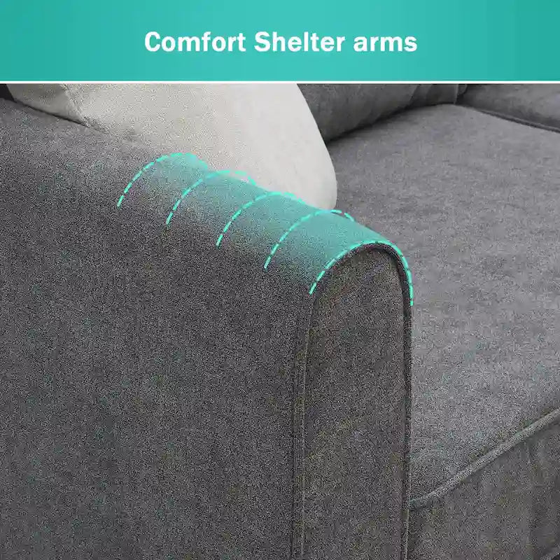 91-inch Modern L-shaped Upholstered Sectional Sofa with Three Pillows - 91W x 91D x 33.5H