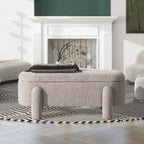Hugo 49 Boucle Fully Upholstered Oval Storage Bench